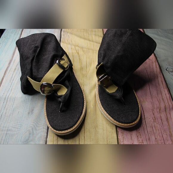 Women's Open Toe Denim Ankle Flip Flop Shoes Size 10 - Picture 3 of 4